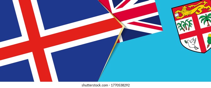 Iceland and Fiji flags, two vector flags symbol of relationship or confrontation.