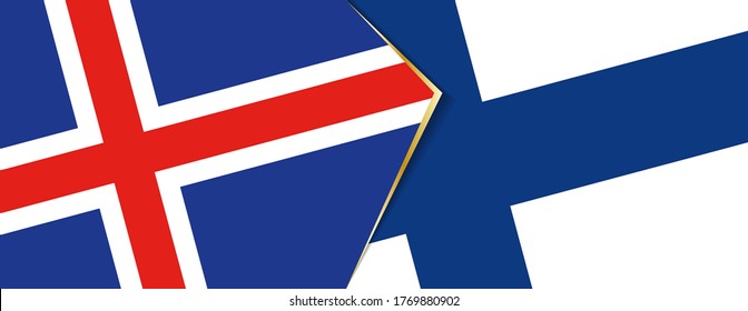 Iceland and Finland flags, two vector flags symbol of relationship or confrontation.