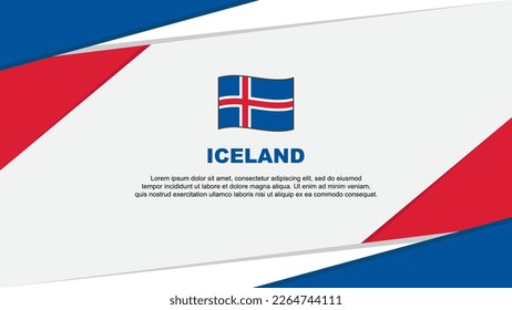 Plantilla de diseño de fondo de resumen de bandera de Islandia. Ilustración de vectores de caricaturas del Día de la Independencia de Islandia. Islandia