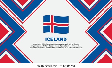 Plantilla de diseño de fondo de resumen de bandera de Islandia. Ilustración de vectores de papel tapiz del Día de la Independencia de Islandia. Vector de Islandia