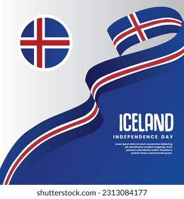 Iceland  flag banner illustration with white background. iceland independence day
