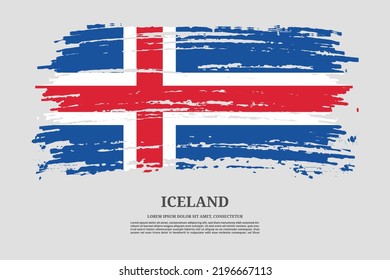 Indicador de Islandia con efecto de pincel y afiche de texto de información, fondo vectorial
