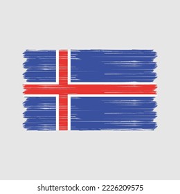 Iceland Flag Brush Vector Illustration