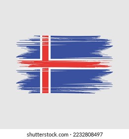 Ilustración del vector del pincel de bandera de Islandia