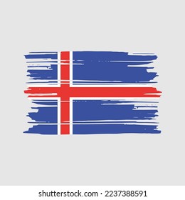 Iceland Flag Brush Vector Illustration