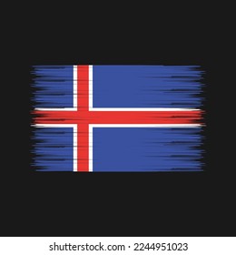 Iceland Flag Brush Vector Illustration
