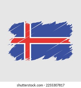 Iceland Flag Brush Vector Illustration