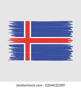 Iceland Flag Brush Vector Illustration