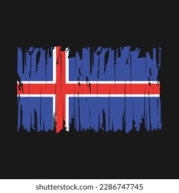 Iceland Flag Brush Vector Illustration