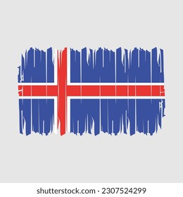 Iceland Flag Brush Vector Illustration