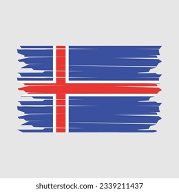 Iceland Flag Brush Vector Illustration