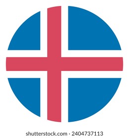 Iceland flag. Button flag icon. Standard color. Circle icon flag. Computer illustration. Digital illustration. Vector illustration.