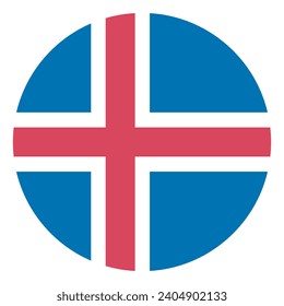 Iceland flag. Button flag icon. Standard color. Circle icon flag. Computer illustration. Digital illustration. Vector illustration.