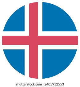 Iceland flag. Button flag icon. Standard color. Circle icon flag. Computer illustration. Digital illustration. Vector illustration.