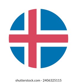 Iceland flag. Button flag icon. Standard color. Circle icon flag. Computer illustration. Digital illustration. Vector illustration.