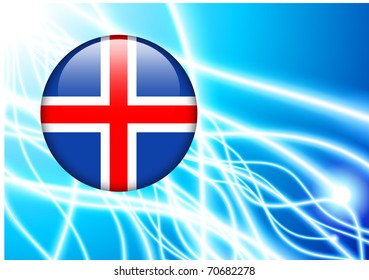 Iceland Flag Button on Abstract Light Background Original Illustration