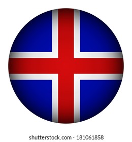 Iceland flag button on a white background. Vector illustration.