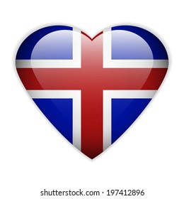 Iceland flag button on a white background. Vector illustration.