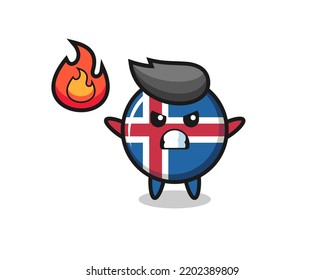 iceland flag character cartoon with angry gesture , cute design