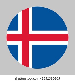 Iceland flag, circle frame, round icon