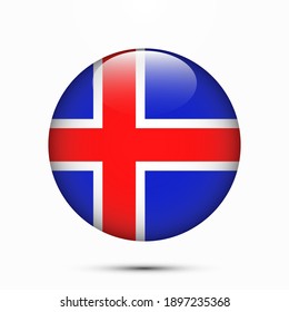 Iceland flag circle shape button vector illustration