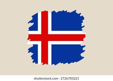 Bandera de Islandia con una textura creativa del trazo del pincel del grunge, una Ilustración vectorial del símbolo nacional en un fondo aislado..