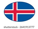 Iceland flag ellipse shaped. vector	
