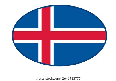 Iceland flag ellipse shaped. vector	