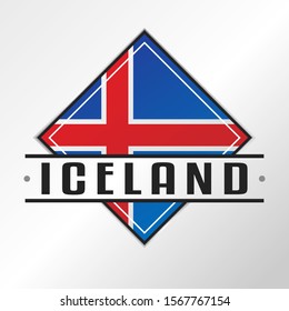 Iceland Flag Emblema. Vector Design National. Illustration Country Symbol. Insignia Banner Logo.
