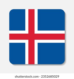Iceland flag flat icon. Square vector element with shadow underneath. Best for mobile apps, UI and web design.