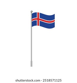 Iceland flag floating isolated on white transparent background. Vector