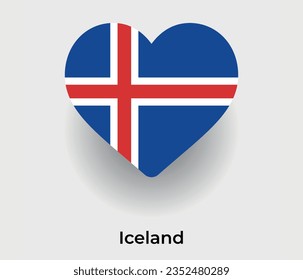 Iceland flag heart shape country icon vector illustration