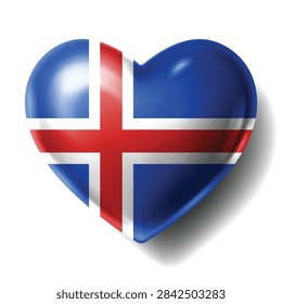 ICELAND Flag Heart Shape Vector, Love ICELAND National Symbol Design