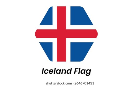 Iceland flag icon with blue background, red Scandinavian cross outlined in white, flat and clean vector style.