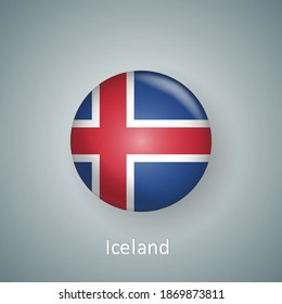 Icono de bandera de Islandia círculo gradiente 3d aislado