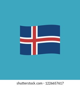 Iceland flag icon in flat design. Independence day or National day holiday concept.