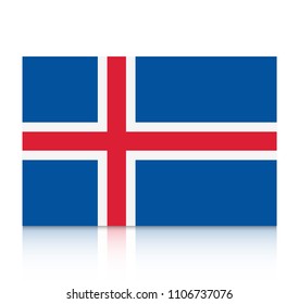 Iceland flag icon with reflection isolated on white background.