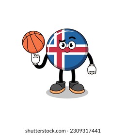 iceland flag illustration as a basketball player , character design