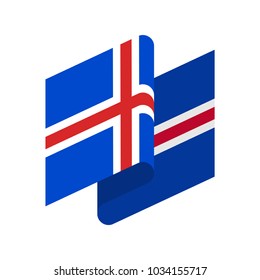 Iceland Flag isolated. Icelandic ribbon banner. state symbol