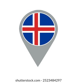 pino de localização da bandeira da islândia, aplicativo da bandeira, Pino de localização da bandeira, design gráfico, ponteiro do mapa, ilustração vetorial.