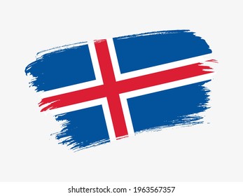 Iceland flag made in textured brush stroke. Patriotic country flag on white background