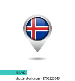 Iceland flag map pin vector design template