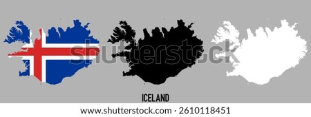 Iceland flag and map shape black and gray color