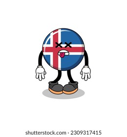 iceland flag mascot illustration is dead , character design