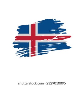 Iceland flag - nation vector country flag trextured in grunge scratchy brush stroke.