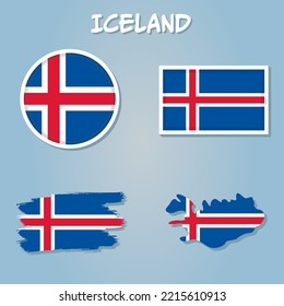 Iceland Flag National Europe Emblem Symbol Icon Vector Illustration Abstract Design Element.