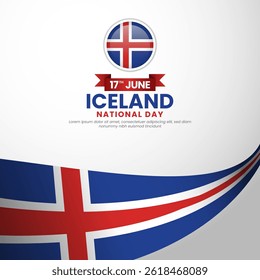 Iceland flag for national independence day square banner background with realistic flag