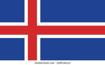Bandera islandesa, colores oficiales y proporción correcta. Bandera nacional islandesa. Ilustración vectorial plana. EPS10.