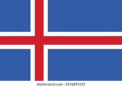 Iceland flag, official colors and proportion correctly. National Iceland flag. Vector illustration.