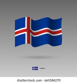 Iceland flag. Official colors and proportion correctly. High detailed vector illustration. 3d and isometry. EPS10